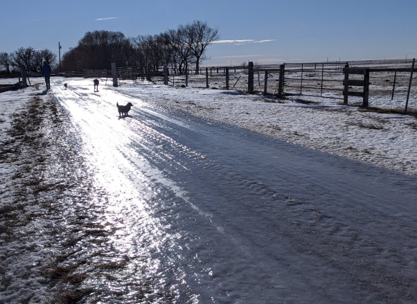 Icy roads around The Ranch