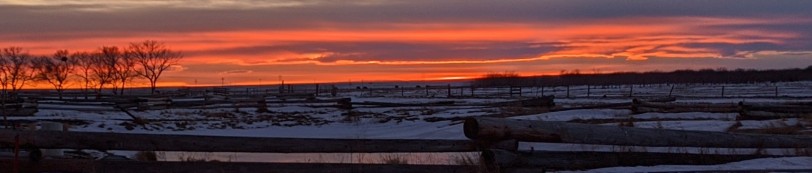 Winter sunset on the prairie