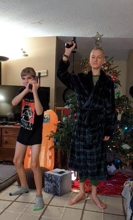 They both got 6 shooters for Christmas!